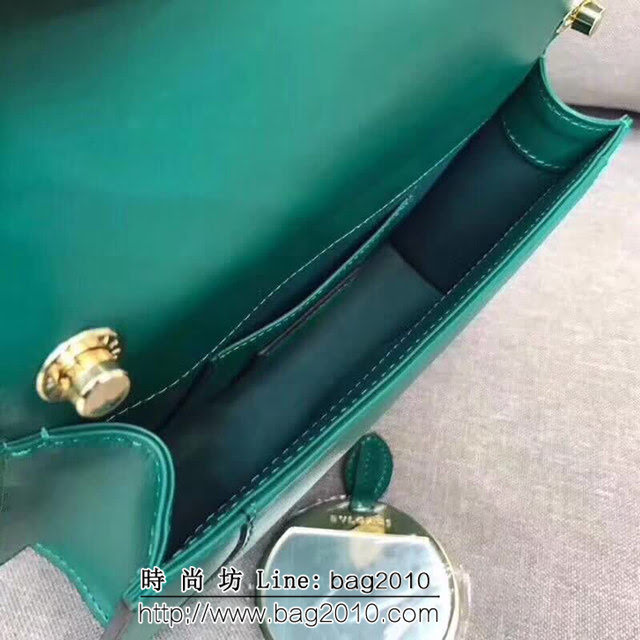 BVLGARI寶格麗 專櫃新款 蛇頭扣環 單層蛇頭包 鏈條單肩斜挎包 祖母綠 B283558 FYD1313
